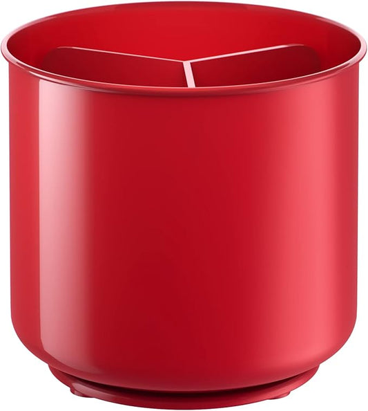 Extra Large Rotating Red Utensil Holder with Sturdy No-Tip Weighted Base, Removable Divider, and Gripped Insert | Rust Proof and Dishwasher Safe Kitchen Utensils Holder by Cooler Kitchen 7*7 Inches