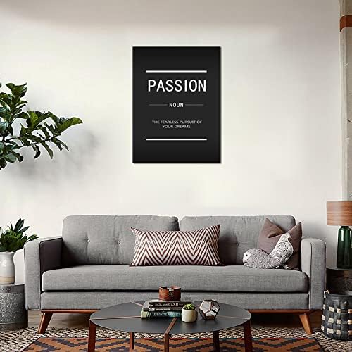 Motivational Canvas Wall Artist Home Decoration Office Decoration Inspirational Quotes Passion Noun Library Kitchen Wall Decoration Poster Frame Ready to Hang[30″W X 40″H]