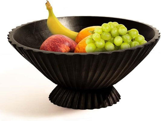 Folkulture Wooden Fruit Bowl for Kitchen Island | (11") Countertop or Eco Friendly Decorative Centerpiece Table Decorations | Decorative-Bowl or Fruits Tray or Fruits Holder for Kitchen Counter Decor