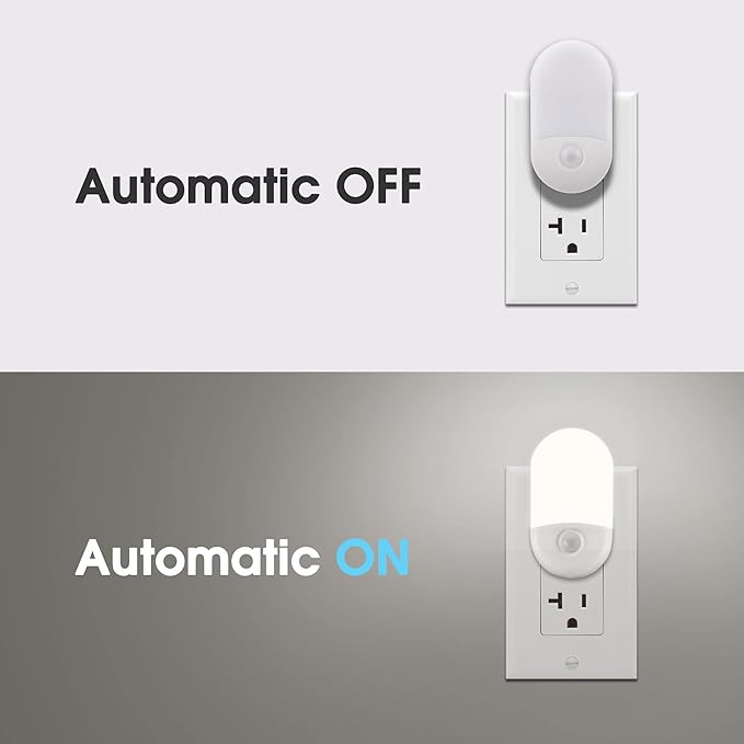LOHAS Night Lights Plug into Wall [𝟮 𝙋𝙖𝙘𝙠], Auto Dusk to Dawn sensor, 0.6W Dimmable LED Nightlights, Daylight White 5000K, 30/60lm Small Night Light for Hallway, Kids, Adults, Bathroom, Stairs