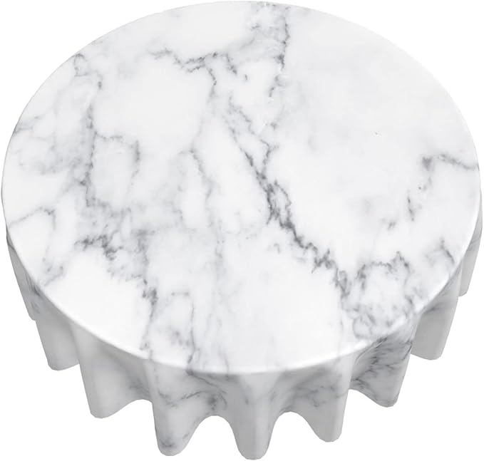 Kawani White Marble Round Tablecloth 60 Inch Ruitic Black and Grey Table Cloth Waterproof Fabric Farmhouse Abstract Tablecloths Decorative for Holiday Party Picnic
