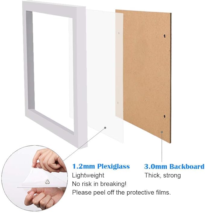 Egofine 8.5x11 Picture Frames Set of 4, Made of Solid Wood Covered by Plexiglass for Document,Diploma, Certificates and Degree, for Table Top Display and Wall Mounting Photo Frame White