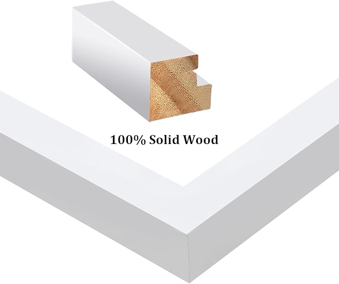 Egofine 6x8 Picture Frames Set of 4, Made of Solid Wood Covered by Plexiglass 4x6 and 5x7 with Mat or 6x8 whitout Mat, for Table Top Display and Wall Mounting Photo Frame White