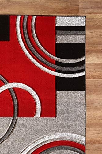 GLORY RUGS Area Rug 2x3 Door Mat Red Geometric Soft Floor Carpet with Premium Fluffy Texture for Indoor Living Dining Room and Bedroom Area