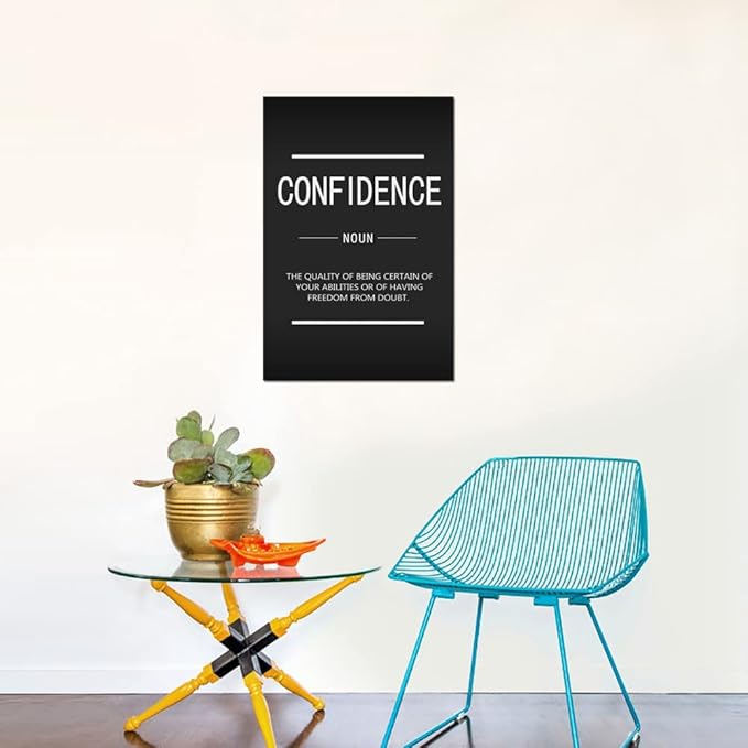Motivational Wall Art Inspirational Canvas Painting Print Poster Confidence Noun Positive Quotes Office Studio Frame Home Decoration[12''W X 18''H]