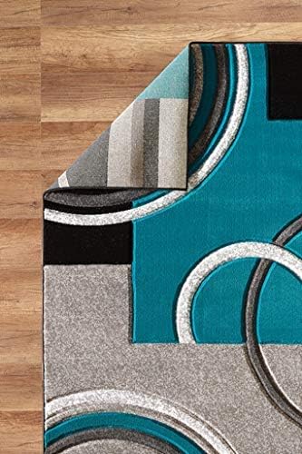 GLORY RUGS Area Rug 2x3 Door Mat Turquoise Geometric Soft Floor Carpet with Premium Fluffy Texture for Indoor Living Dining Room and Bedroom Area