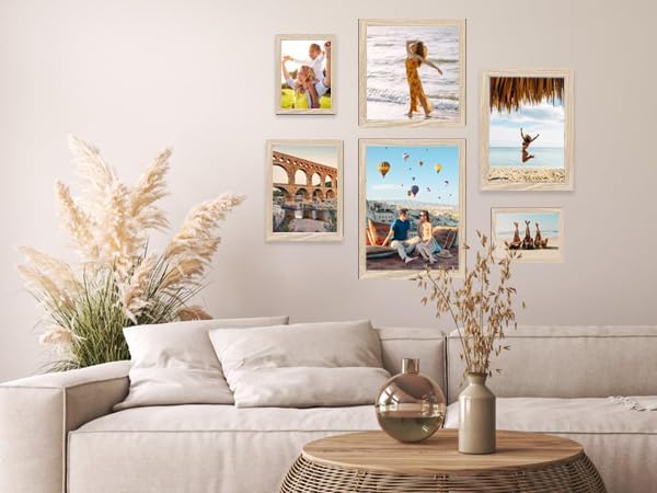 5x7 Picture Frame woden with mat 4x6 photo Frame Set of 2 - Modern Style Wood Composite Frames Tempered Glass Photo Frame for Home Decor gift