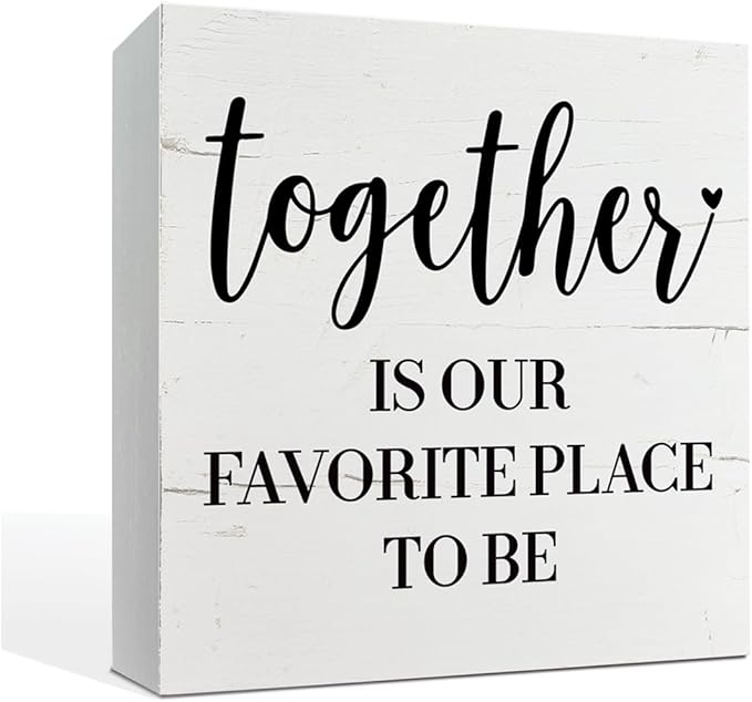 Home Decor Sign, Together is Our Favorite Place To Be Sign, Box Sign Tabletop Decor, White Wooden Box Sign, Family Decor, Bedroom Decor, Living Room Decor, Dining Room Decor, Gift for Her