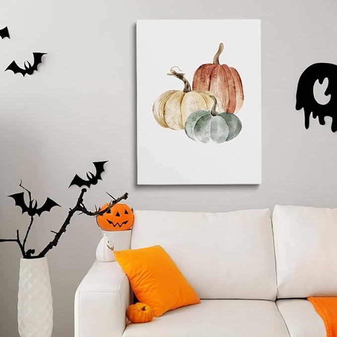 Framed PumpkinWall Art pumpkin Canvas prints posters Rustic fall print Pumpkin Watercolour painting Fall decor Fall wall decor 24x36 framed