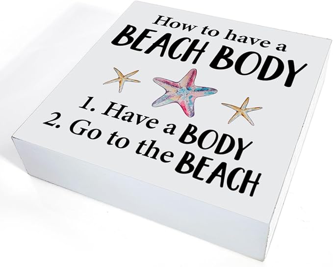 Wood Block Sign - Home Beach House Decor - Desk Table Shelf