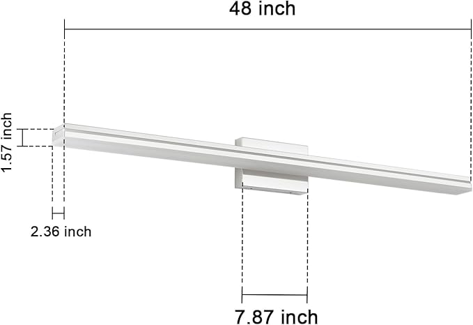 SineRise 48-Inch LED Modern Bathroom Vanity Light Bar, Chrome Modern Acrylic Bathroom Wall Lighting Fixtures Over Mirror (Cool White 6000K)