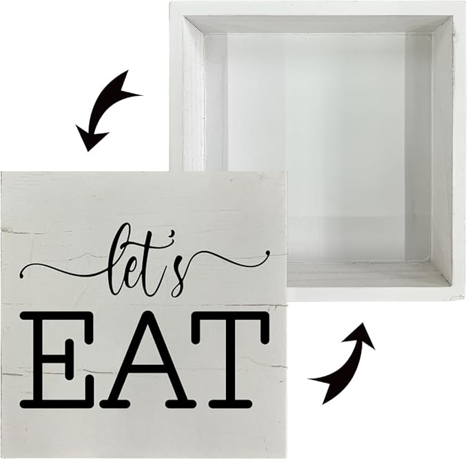Let's Eat Sign, Freestanding Eat Sign, Box Sign Tabletop Decor, Kitchen Decor, Farmhouse Dining Room Decor, Home Decor Sign, Dining Table Decor, Home Decor for Shelf, Housewarming Gift