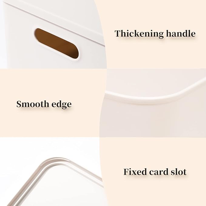 Plastic Storage Baskets With Lid Organizing Container Lidded Knit Storage Organizer Bins for Shelves Drawers Desktop Closet Playroom Classroom Office (4L, Light grey)