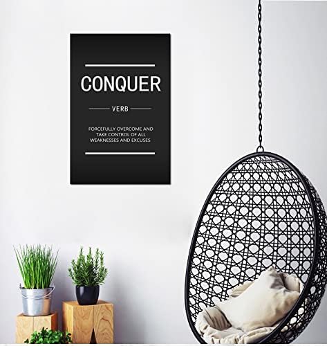 Office Inspirational Wall Art Inspiring Canvas Painting Conquer Verb Posters Inspirational Entrepreneur Proverbs Print Artworks Home Living Room Decoration Frame Ready to Hang[12''W X 18''H]