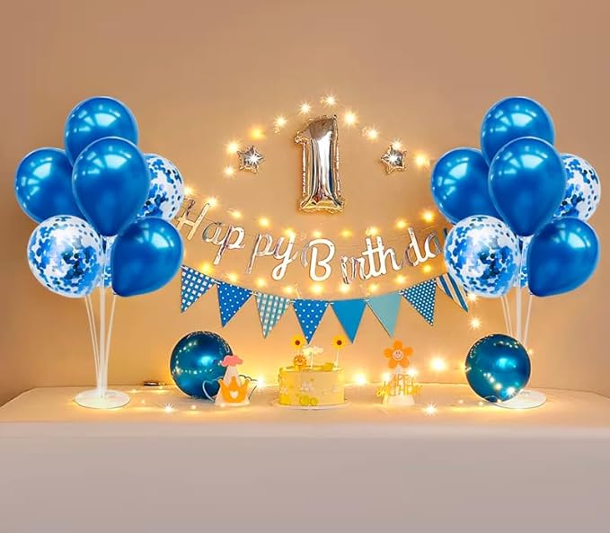 Blue Balloon Stand Centerpiece Table Decorations for Men's Birthday Father's Day Retirement Graduation Decorations Class of 2025(Blue set4)