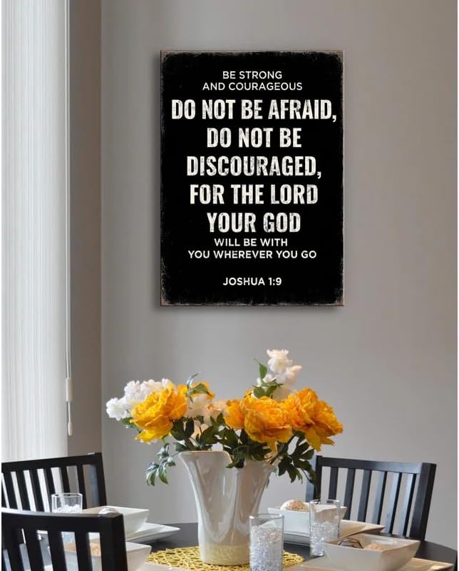 Be Strong and Courageous Joshua 1:9 Bible Verse Canvas Wall Art - Christian Scripture Inspirational Wall Decor for Prayer Room, Faith-Based Home Decor, Religious Gift for Women, Motivational Spiritual Living Room,bedroom Art. A-387