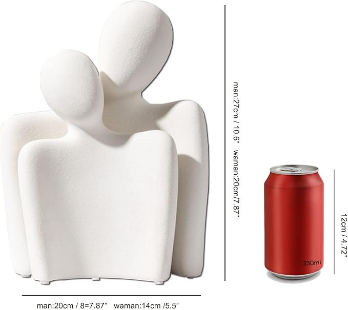 Hugging Couple Statues Ceramic Lover Figurine Characters Coffee Table Decor (White)