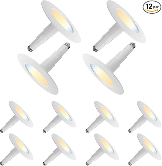Soliseed 12-Pack 5/6 Inch LED Can Lights 5CCT Recessed Lighting,Selectable 2700K/3000K/3500K/4000K/5000K Length Adjustable Retrofit Downlight,12W=60W,800LM,Dimmable,CRI90+,Easy Install