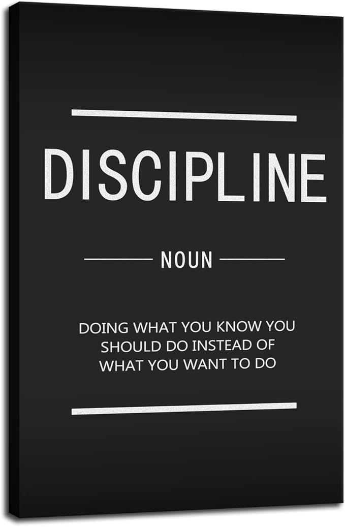 Inspirational Canvas Wall Art Discipline Painting Poster Inspiring Entrepreneur Quotes Proverbs Picture Print Artwork Office Decoration Home Wall Decoration Frame Ready to Hang[12''W X 18''H]