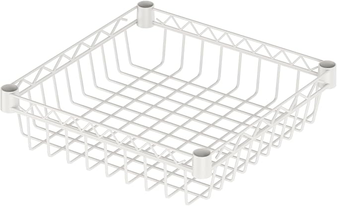 6 Shelves Storage Shelf Wire Closet Bathroom Organizers Metal Pantry Kitchen Garage Shelving Unit Laundry Room Organization Home Rack Net Basket White with Wheels 14" Dx14 Wx64.8 H