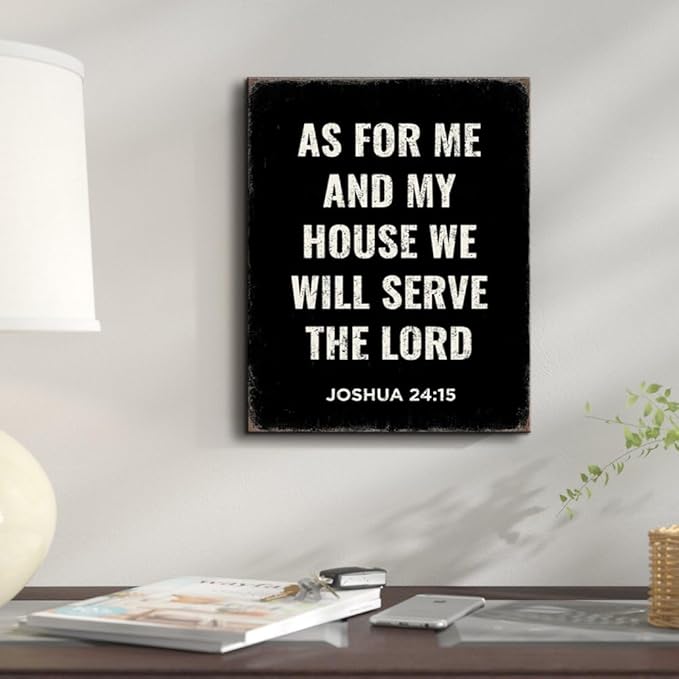 Bible Verse Scripture Wall art Joshua 24:15, As for Me and My House We Will Serve The Lord, with God All Things Are Possible, God Is Within Her She Will Not Fall, Christian Wall Decor for Prayer, Room living room, bedroom. A-404