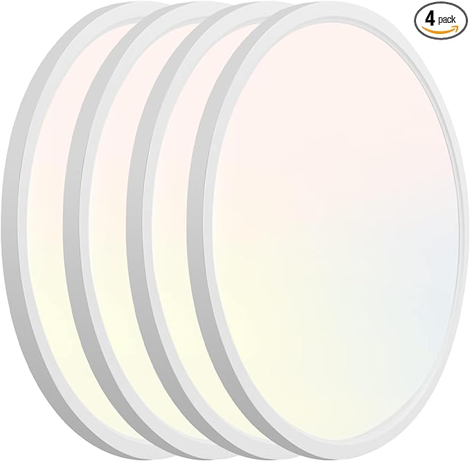 Hlite 4pack 9 Inch Flush Mount LED Ceiling Light Fixture,18W 1800LM Super Slim Light Fixtures Ceiling Mount 3000K/4000K/5000K 3CCT Selectable,Ceiling Light Fixtures for Kitchen,Bedroom (White)
