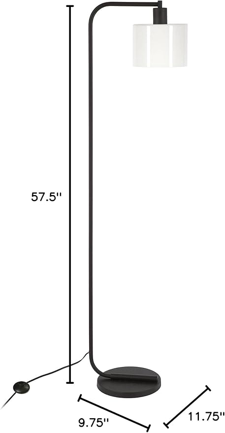 Cadmus 57" Tall Floor Lamp with Glass Shade in Blackened Bronze/White