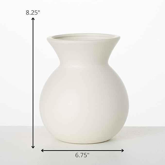 Sullivans White Ceramic Flower Vase, Modern Home Decor Vases for Flowers Centerpiece, Mantle, Tabletop Accent Kitchen Table, Living Room, and Office Decor (CM3142)