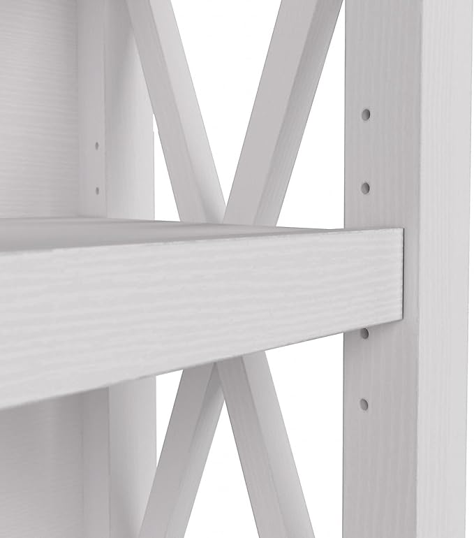 Bush Furniture Key West Small 2 Shelf Bookcase in Pure White Oak, Compact Home Organizer, Vertical Storage Solution, Bookshelf for Office or Living Room