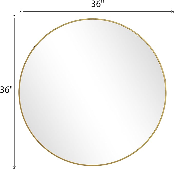 BEAUTYPEAK 40 Inch Round Mirror, Metal Frame Circle Mirror, Wall Mounted for Entryway, Bathroom, Vanity, Living Room, Gold
