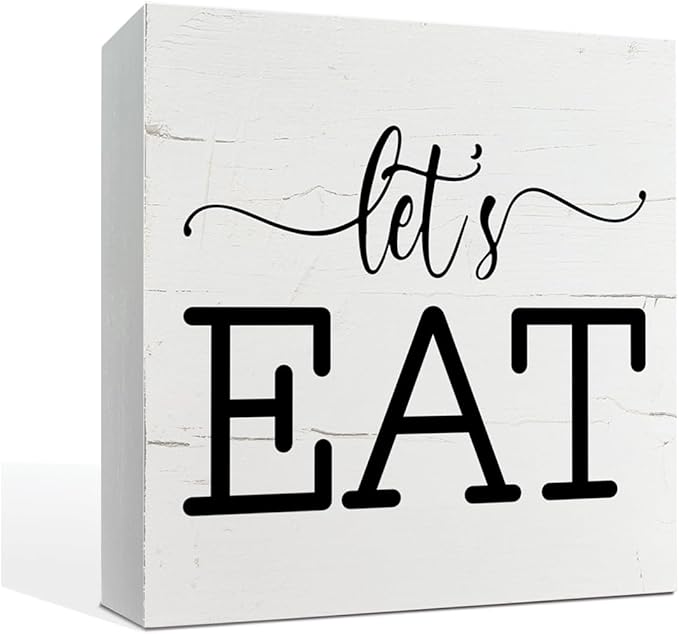 Let's Eat Sign, Freestanding Eat Sign, Box Sign Tabletop Decor, Kitchen Decor, Farmhouse Dining Room Decor, Home Decor Sign, Dining Table Decor, Home Decor for Shelf, Housewarming Gift