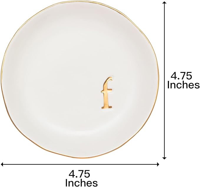 COLLECTIVE HOME - Ceramic Jewelry Tray, Decorative Trinket Dish for Rings Earrings Necklaces Bracelet Watch Keys, Birthday Mother's Day Christmas Gift for Women, 4.75", White Surface (F)