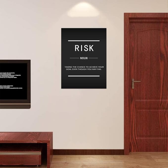 Inspirational Canvas Wall Art Risk Noun Motivational Entrepreneur Quotes Inspiring Picture Canvas Painting Poster Print Artwork Office Decoration Wooden Frame Ready to Hang[30″W X 40′'H]
