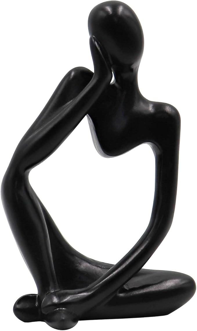 Thinker Statues and Sculptures, Resin Thinker Statue Ornaments, Abstract Style Sculptures, Housewarming Gifts, Housewarming Decorations, Living Room Dining Desk Decorations(Black Right, Small)