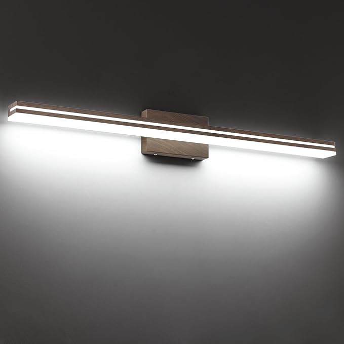 SineRise 40-Inch LED Modern Bathroom Vanity Light Bar, Brown Modern Acrylic Bathroom Wall Lighting Fixtures Over Mirror (Cool White 6000K)