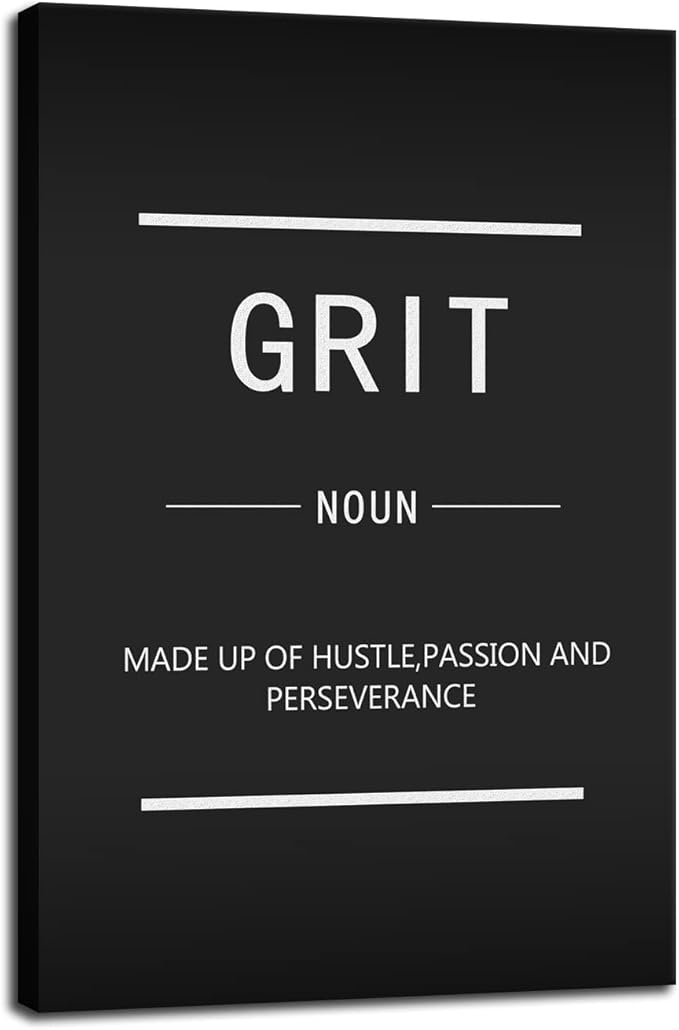 Motivational Canvas Wall Art Painting Poster Grit Noun Inspirational Entrepreneur Quotation Office Decoration Print Frame Artwork [12''W X 18''H]