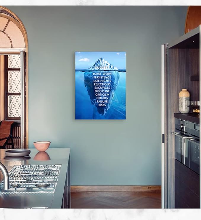 Office Decor Motivational Canvas Wall Art Inspirational Entrepreneur Quotes Success Iceberg Poster Painting Print Artwork Library Living Room Frames Ready to Hang[30″W X 40″H]