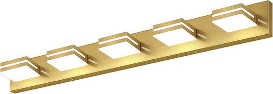 SineRise LED Modern Bathroom Vanity Light Fixtures (5-Light, 40-Inch, Dimmable), Brass Modern Acrylic Bathroom Wall Lighting Fixtures Over Mirror (Cool White 6000K)