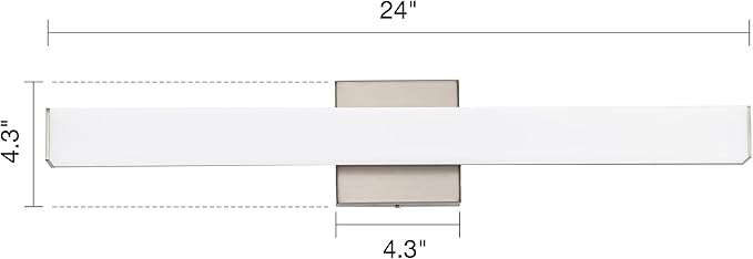 Bathroom Vanity Light Brushed Nickel Square LED 24 inch 14W 4000K Natural White Light Wall Bar Lighting Fixtures Over Mirror (Brushed Nickel, 24inch 4000K Dimmable)