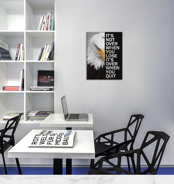 Inspirational Canvas Wall Art Motivational Entrepreneur Quote Office Wall Decor Painting Poster Eagle Animal Picture Print Artwork Living Room Home Frame Ready to Hang[18" W x 24" H]