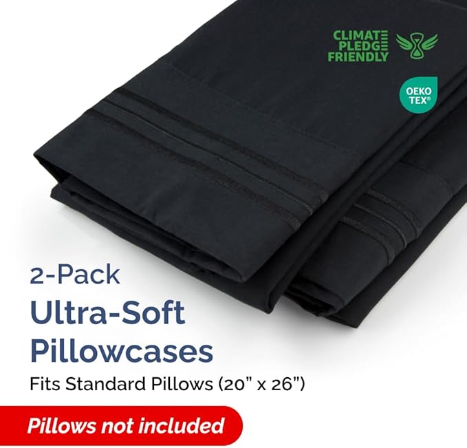 New Pillow Cases, Standard, Black