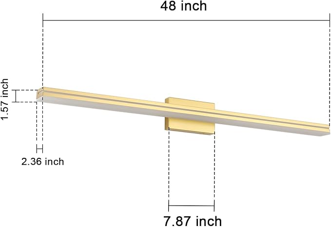 SineRise 48-Inch LED Modern Bathroom Vanity Light Bar, Gold Modern Acrylic Bathroom Wall Lighting Fixtures Over Mirror (Cool White 6000K)