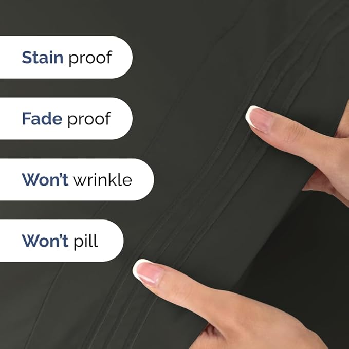 Full Size 4 Piece Sheet Set - Comfy Breathable & Cooling Bed Sheets Set - Hotel Luxury Bedding for Women, Men, Kids, Teens, Boys & Girls - Deep Pockets, Ultra-Soft, Wrinkle Free - Oeko-Tex - Charcoal