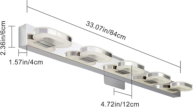 Modern LED 5 Lights Vanity Light for Bathroom Modern Vanity Light Fixture Wall Sconce 33 Inch Natural White Light (Chrome)