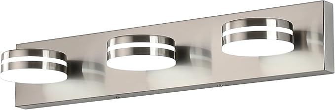3-Light Bathroom Vanity Light, Brushed Nickel Bathroom Light Fixtures Over Mirror, LED Vanity Lights with 360°Rotating Lamp Head(24in)