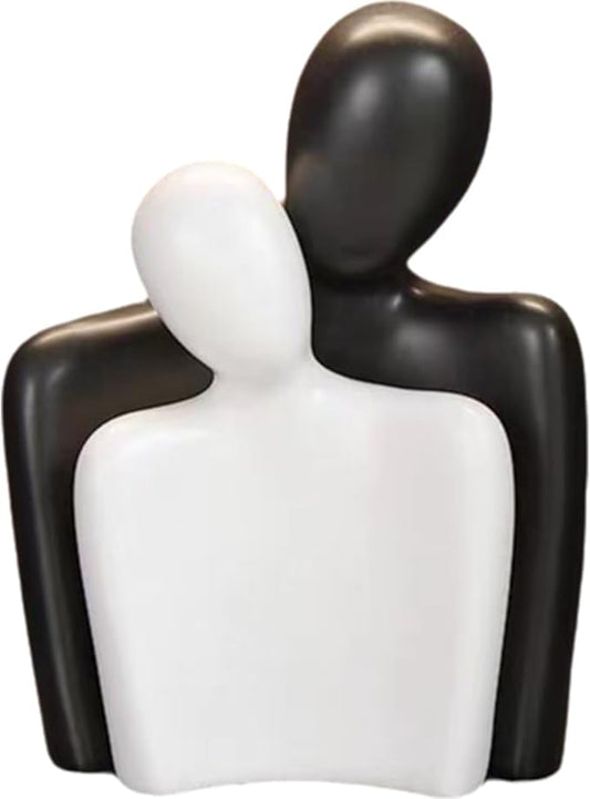 Couple Sculptures for Home Decor,Hugging Figurines,Modern Romantic Sculptures for Living Room Bedroom Office Decor,Gift for Anniversary Valentine（Black+White）