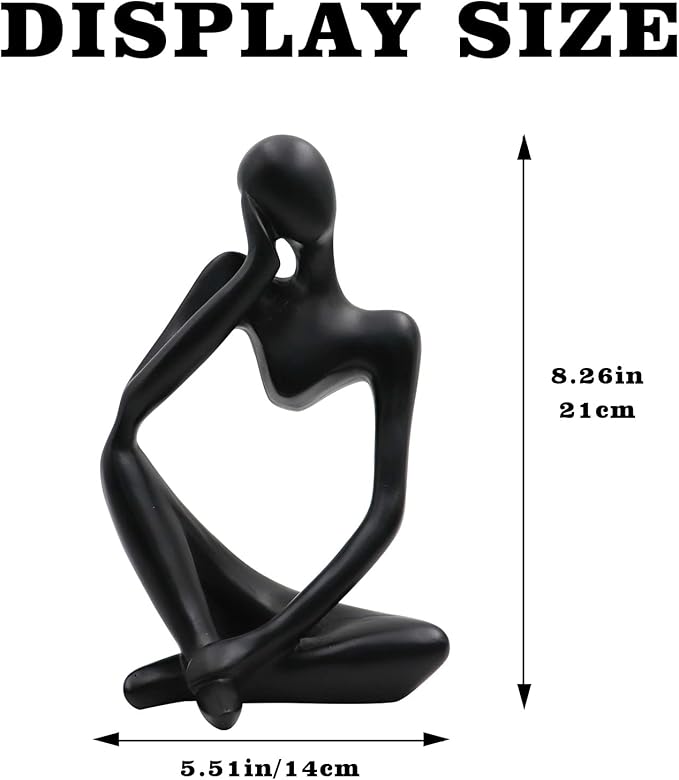 Thinker Statues and Sculptures, Resin Thinker Statue Ornaments, Abstract Style Sculptures, Housewarming Gifts, Housewarming Decorations, Living Room Dining Desk Decorations(Black Right, Large)