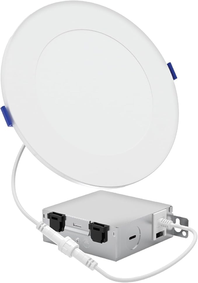 GE Color Select LED Wafer Downlight, Premium High-Lumen Direct Wire Ceiling Light, 6-Inches (4 Pack)