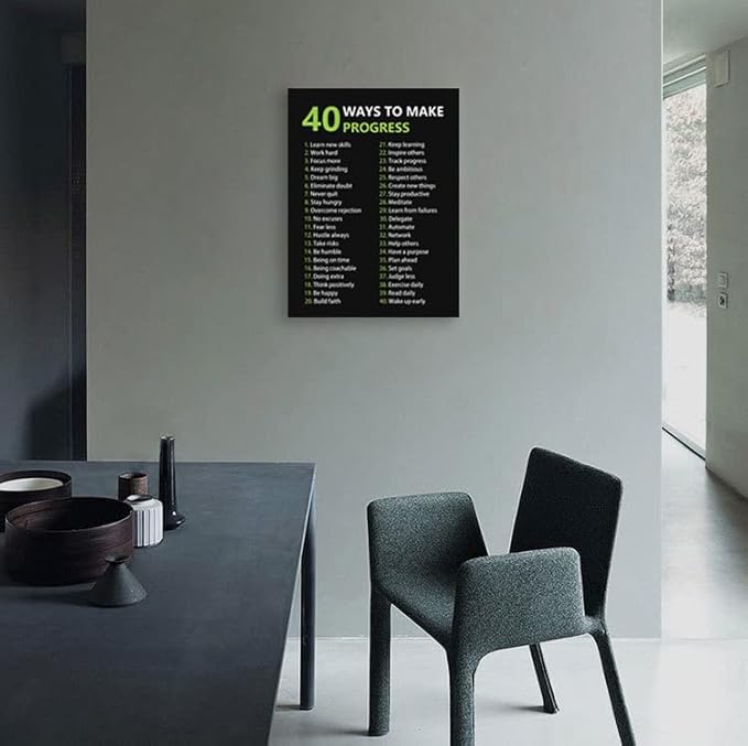 Inspirational Canvas Wall Art Inspirational Quotes 40 Ways to Make Progress Motivational Poster Painting Prints Wall Pictures Living Room Home Decor Office Framed Ready to Hang [30″W X 40″H]