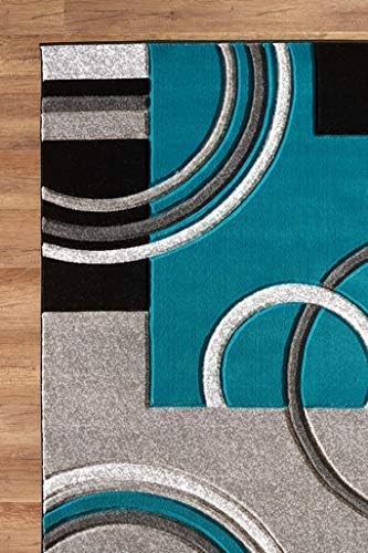 GLORY RUGS Area Rug 2x3 Door Mat Turquoise Geometric Soft Floor Carpet with Premium Fluffy Texture for Indoor Living Dining Room and Bedroom Area